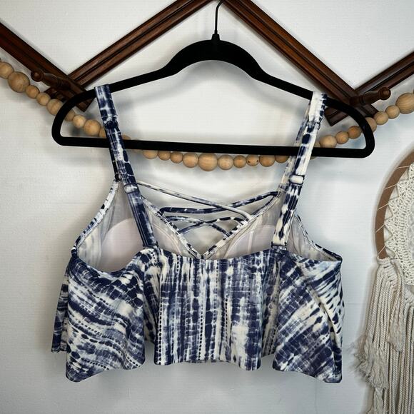 Torrid Blue Tie Dye Bikini Two Piece Top - Picture 3 of 3
